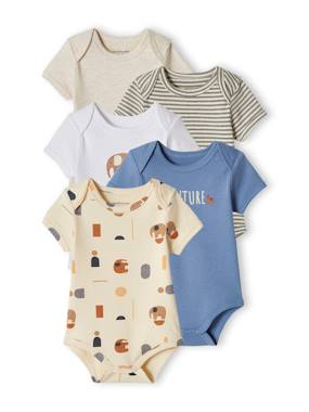 Pack of 5 Short Sleeve "Elephant" Bodysuits for Babies  - vertbaudet enfant
