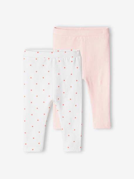 Pack of 2 Basic Leggings for Babies 6306+pale pink+rosy - vertbaudet enfant 