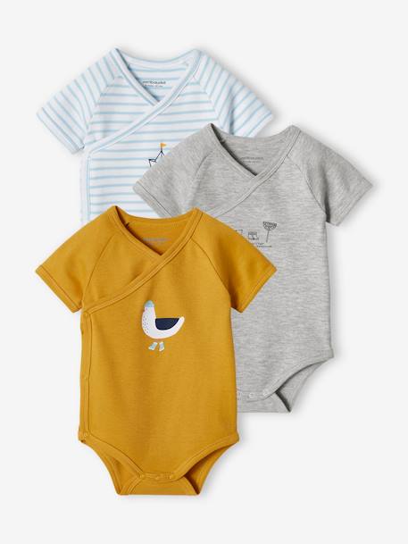 Pack of 3 Seagull Bodysuits for Newborn Babies mustard - vertbaudet enfant 