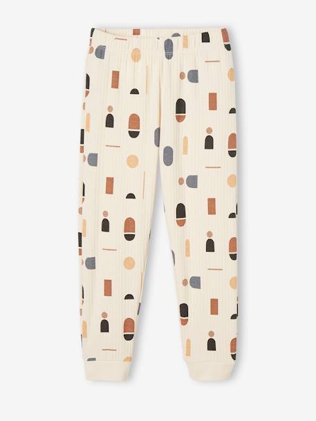 Pyjama côte plate imprimé géométrique écru - vertbaudet enfant 