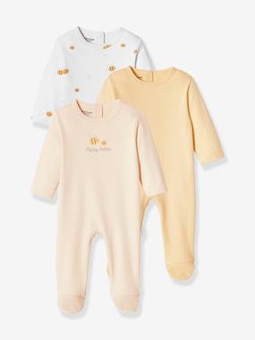 Baby-Pyjamas & Sleepsuits-Pack of 3 Basic Sleepsuits in Interlock Fabric for Babies