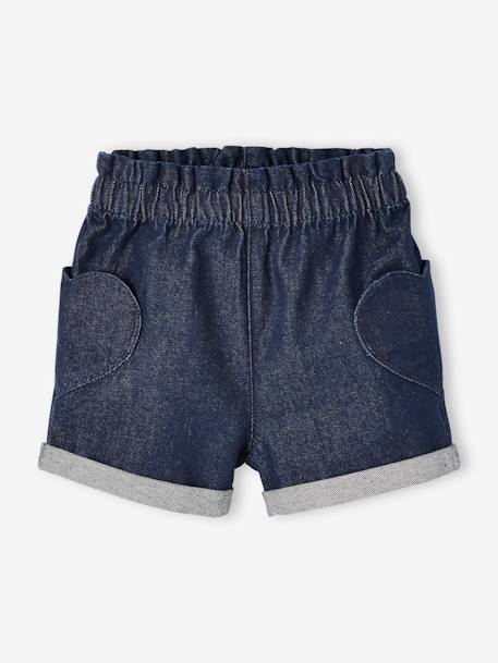 Denim Paperbag Shorts for Girls stone - vertbaudet enfant 