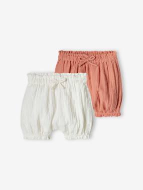 Pack of 2 Pairs of Bloomer Shorts in Cotton Gauze for Babies  - vertbaudet enfant