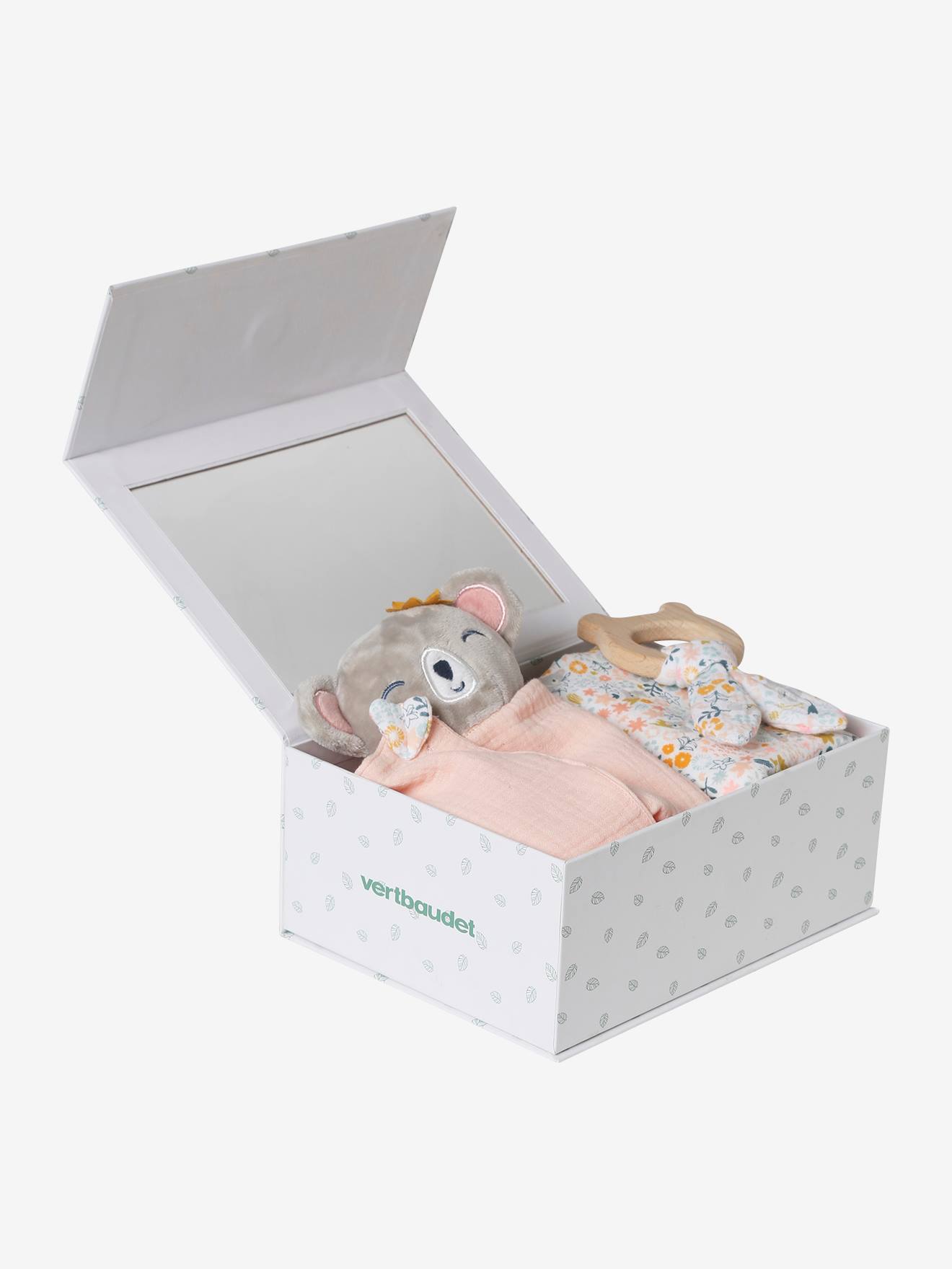 Coffret Cadeau Naissance Bébé – Avec Doudou Koala, Chaussettes, Bavoirs, Plaque Bois Et Carte (rose)