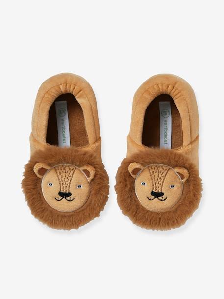 Lion Slippers with Velour Interior for Children cappuccino - vertbaudet enfant 