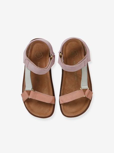 Hook-and-Loop Leather Sandals for Girls lilac - vertbaudet enfant 