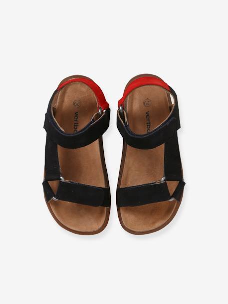 Hook-and-Loop Leather Sandals for Children navy blue - vertbaudet enfant 