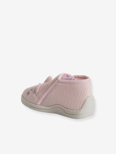 Canvas Slippers with Zip, for Babies striped pink - vertbaudet enfant 