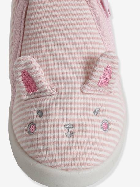 Chaussons zippés bébé en toile rayé rose - vertbaudet enfant 