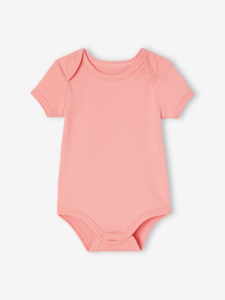 Pack of 5 Short Sleeve Bodysuits, Daisies, for Babies pale pink - vertbaudet enfant 