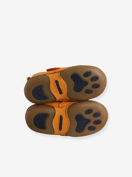 Slippers in Smooth Leather with Hook-and-Loop Strap, for Babies yellow - vertbaudet enfant 
