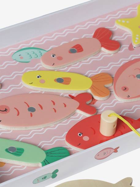 Pêche à la ligne magnétique en bois FSC® multicolore+rose - vertbaudet enfant 