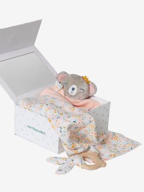3-Piece Gift Box: Muslin Square + Soft Toy + Rattle  - vertbaudet enfant