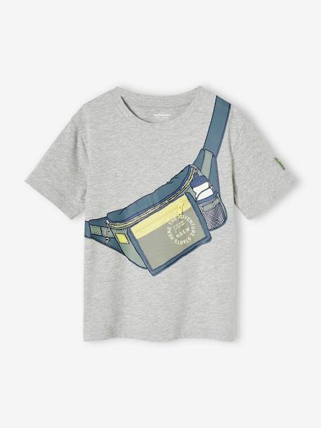 T-shirt sac banane trompe l'oeil garçon avec poche zippée gris chiné - vertbaudet enfant 