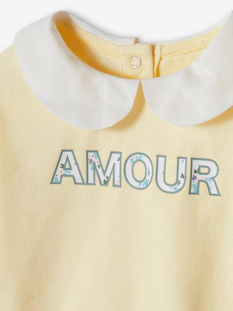 Sweatshirt with Message, Peter Pan Collar, for Babies pastel yellow - vertbaudet enfant 