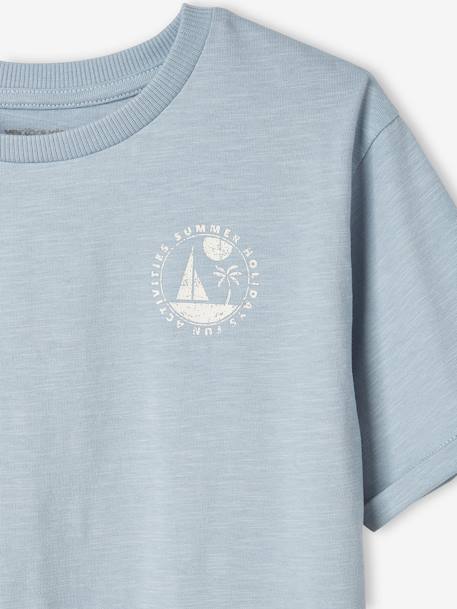 T-Shirt with Large Boat on the Back, for Boys sky blue - vertbaudet enfant 