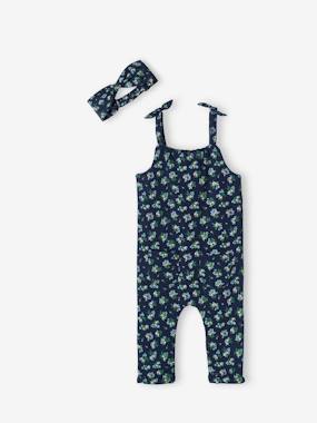 Baby-Dungarees & All-in-ones-Fleece Jumpsuit & Hairband Set for Baby Girls
