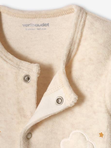 Pyjama bébé mixte en velours ouverture devant beige chiné - vertbaudet enfant 