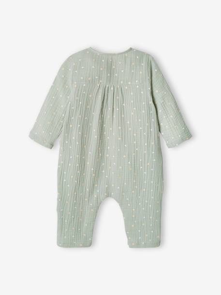 Wrap-Over Sleepsuit in Cotton Gauze, Special Opening for Newborn Babies aqua green - vertbaudet enfant 