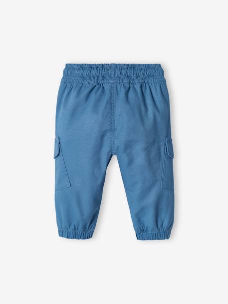 Cargo-type Trousers, for Boys denim blue+GREEN MEDIUM SOLID - vertbaudet enfant 