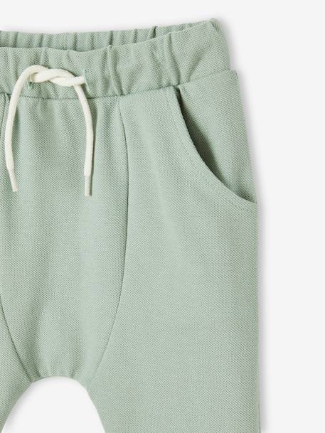 Piqué Knit Trousers for Babies aqua green+brown - vertbaudet enfant 