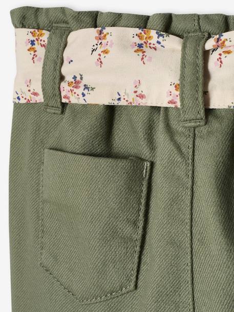 Paperbag Trousers with Belt, for Babies ecru+lichen+pale pink - vertbaudet enfant 