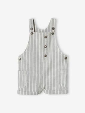 Baby-Dungarees & All-in-ones-Dungaree Shorts in Linen & Cotton, for Babies