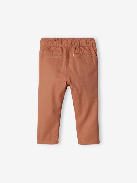 Canvas Trousers with Elasticated Waistband for Baby Boys GREEN MEDIUM SOLID WITH DESIG+pecan nut+sky blue - vertbaudet enfant 