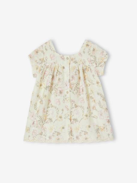Short Sleeve Floral Dress for Babies ecru - vertbaudet enfant 