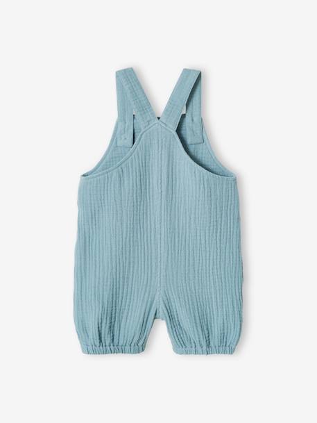 Salopette bébé naissance en gaze de coton beige+denim bleached - vertbaudet enfant 