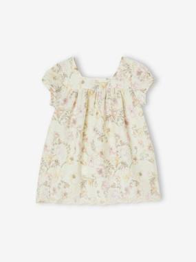 -Short Sleeve Floral Dress for Babies