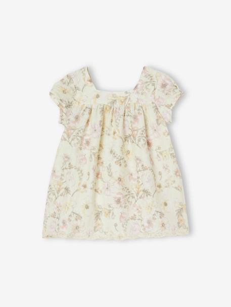 Short Sleeve Floral Dress for Babies ecru - vertbaudet enfant 