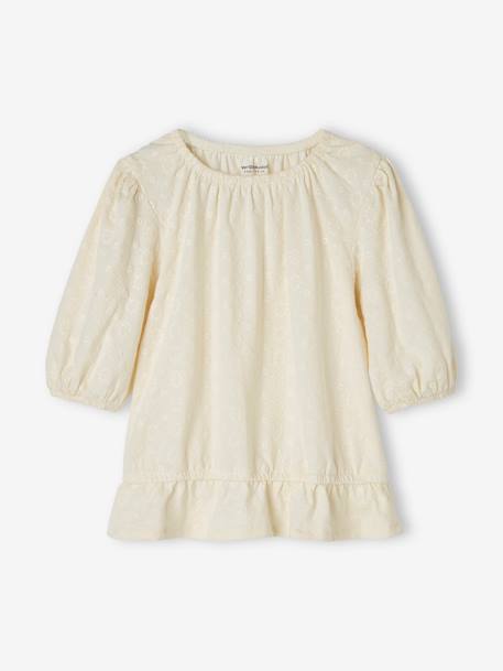 T-shirt blouse brodé fleurs fille écru - vertbaudet enfant 