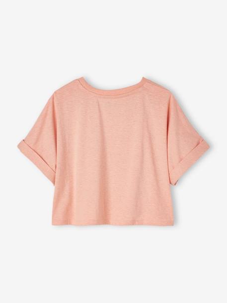 Cropped Sports T-Shirt with Muse Motifs for Girls apricot - vertbaudet enfant 