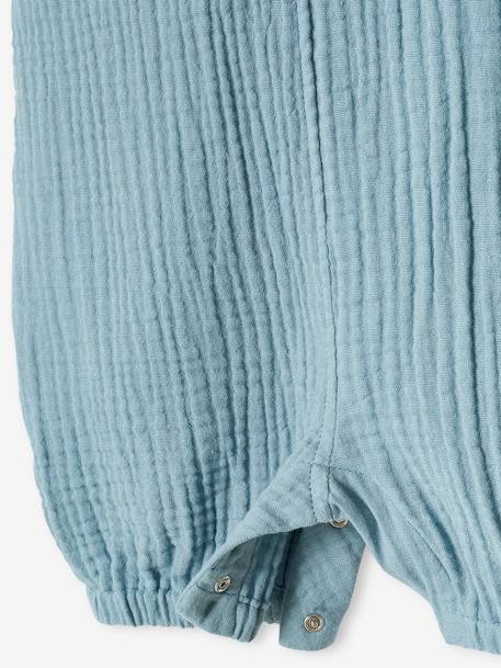 Salopette bébé naissance en gaze de coton beige+denim bleached - vertbaudet enfant 