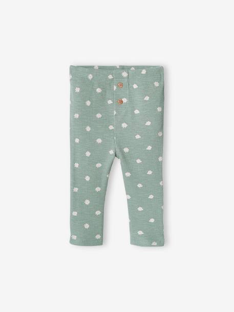 Legging bébé fille en maille côtelée vanille+vert sauge - vertbaudet enfant 