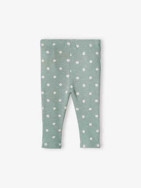 Legging bébé fille en maille côtelée vanille+vert sauge - vertbaudet enfant 