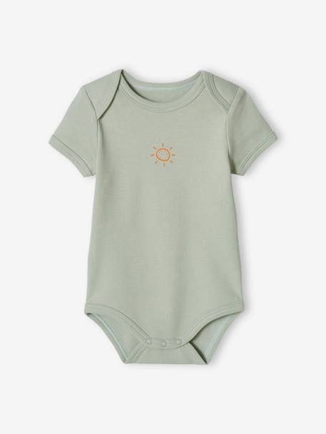 Pack of 5 Short Sleeve 'sunshine' Bodysuits for Babies aqua green - vertbaudet enfant 