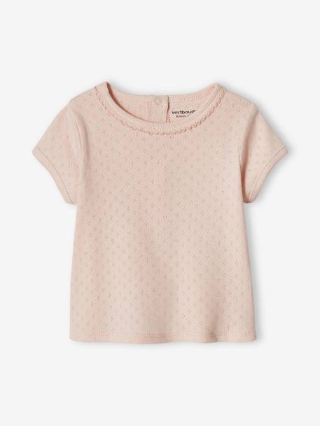 Lot de 2 T-shirts bébé manches courtes rose poudré - vertbaudet enfant 