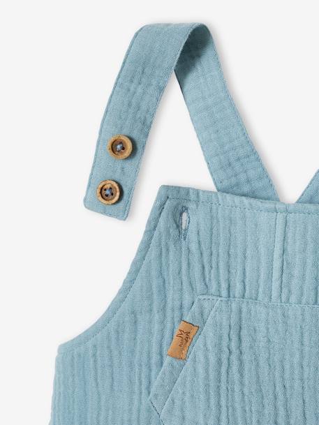 Salopette bébé naissance en gaze de coton beige+denim bleached - vertbaudet enfant 