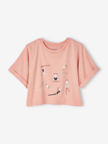 T-shirt cropped sport fille motifs égéries abricot - vertbaudet enfant 