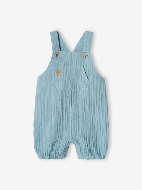 Salopette bébé naissance en gaze de coton beige+denim bleached - vertbaudet enfant 
