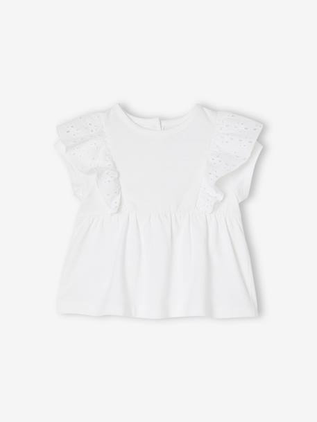 T-shirt bébé volant en broderie anglaise blanc+caramel - vertbaudet enfant 