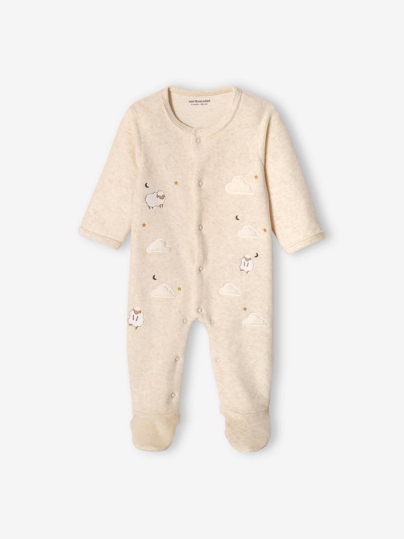 New In Baby Gi Old Rose Velour Lace Sleepsuit