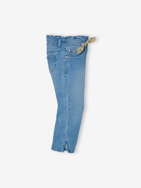 Cropped Denim Trousers with Bow for Girls double stone+stone - vertbaudet enfant 