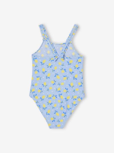 Swimsuit with Lemon Prints for Girls sky blue - vertbaudet enfant 