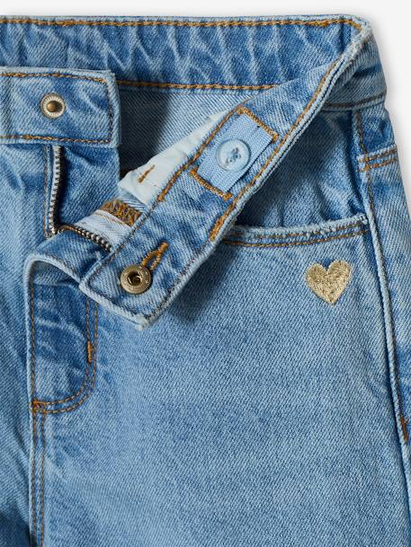 Jean fille large bas effiloché denim bleached+gris+stone - vertbaudet enfant 