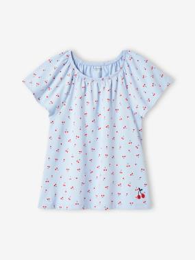 Girls-Printed Blouse with Butterfly Sleeves, for Girls