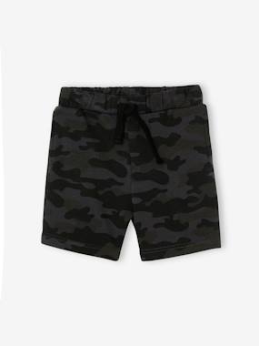 -Fleece Bermuda Shorts with Camouflage Print, for Boys