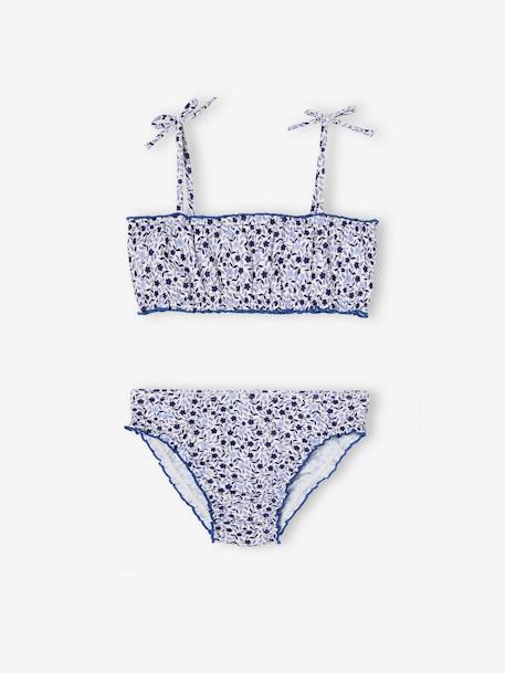 Maillot de bain 2 pièces fleuri fille bleu - vertbaudet enfant 
